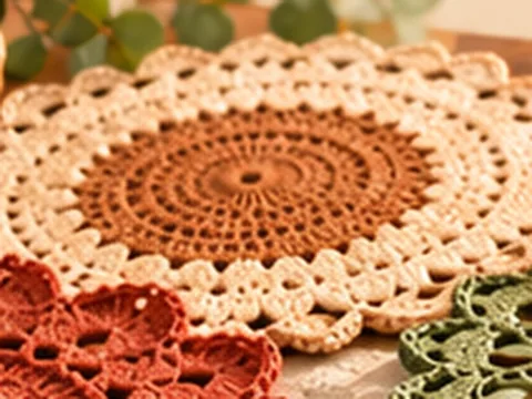 Cream and caramel crochet placemat