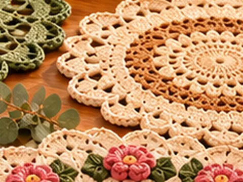 Vintage doily style crochet placemat
